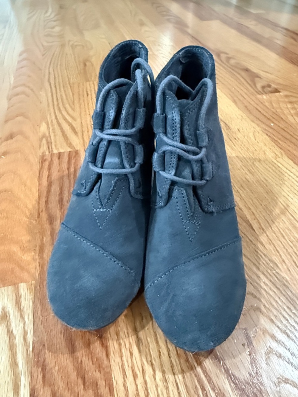 TOMS Lace-Up Suede Ankle Boots - Dark Gray